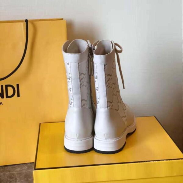 Fendi Women Signature White Leather Biker Boots (9)