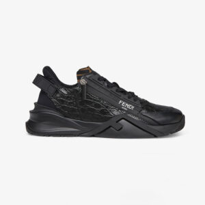 Fendi Men Sneakers Black Caiman Low-Tops