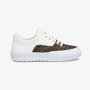 Fendi Women Sneakers Brown Fabric Low-Tops-White