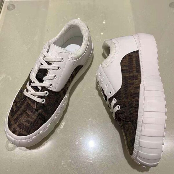 Fendi Women Sneakers Brown Fabric Low-Tops-White (3)