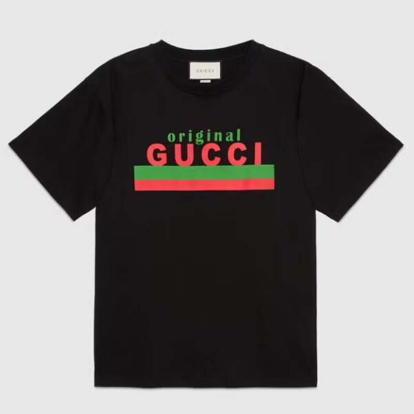 Gucci GG Men Original Gucci Print Oversize T-Shirt Black Cotton Jersey Crewneck (9)