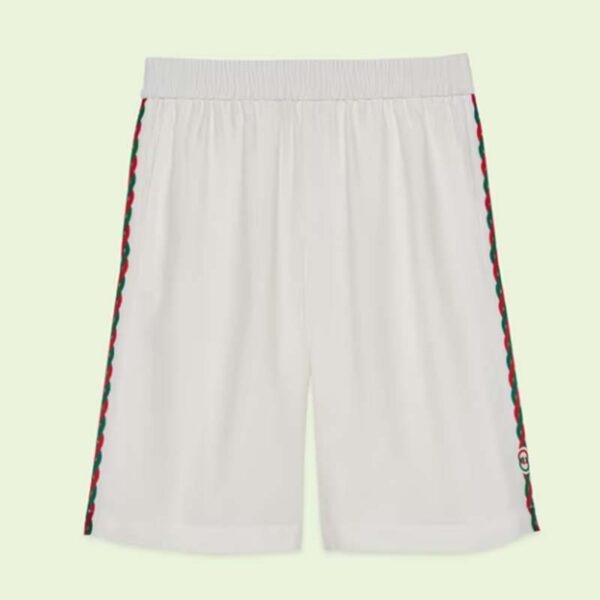 Gucci GG Men Viscose Shorts with Interlocking G Ivory Cotton Jersey Jacquard