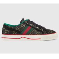 Gucci GG Unisex Tennis 1977 Black Ivory Denim Jacquard Flat 1.5 cm Heel (1)