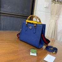 Gucci GG Women Diana Small Tote Bag Double G Royal Blue Leather (7)