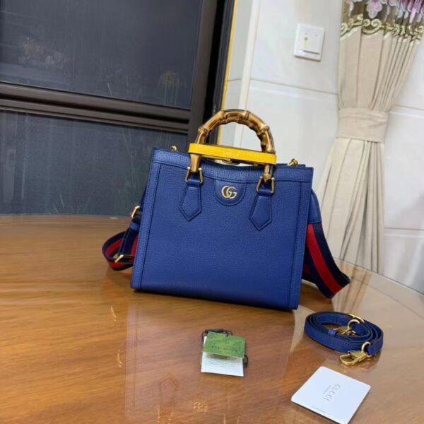 Gucci GG Women Diana Small Tote Bag Double G Royal Blue Leather (9)