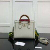 Gucci GG Women Diana Small Tote Bag Double G White Leather