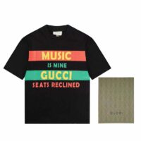 Gucci GG Women Gucci 100 Cotton T-Shirt Black Cotton Jersey Crewneck Oversize Fit (5)