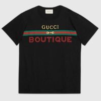 Gucci GG Women Gucci Boutique Print Oversize T-Shirt Cotton Jersey Crewneck (7)