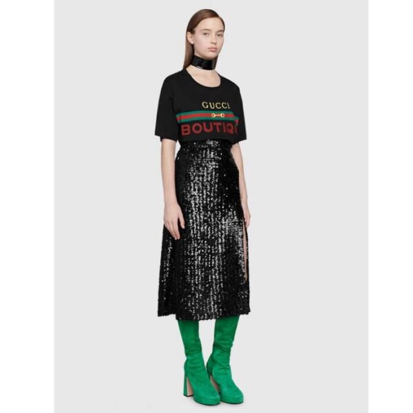 Gucci GG Women Gucci Boutique Print Oversize T-Shirt Cotton Jersey Crewneck (9)