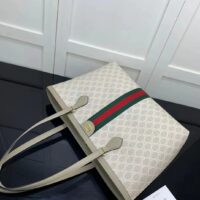 Gucci GG Women Ophidia Medium GG Tote Beige White Supreme Canvas (6)