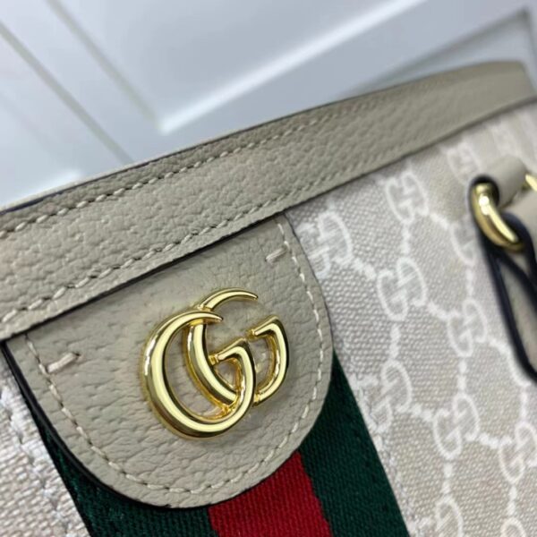 Gucci GG Women Ophidia Medium GG Tote Beige White Supreme Canvas (8)