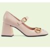 Gucci GG Women's Mid-Heel Pump With Horsebit Light Pink Leather