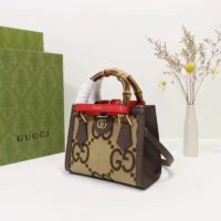 Gucci Unisex Diana Jumbo GG Mini Tote Bag Red Camel Ebony Canvas (1)