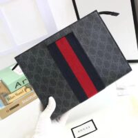 Gucci Unisex GG Black Pouch Black Grey GG Supreme Canvas Blue Red Web (10)