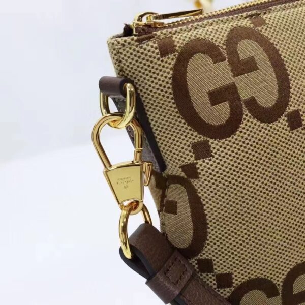 Gucci Unisex Jumbo GG Messenger Bag Camel Ebony Jumbo Canvas (6)