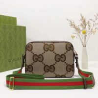 Gucci Unisex Messenger Bag Jumbo GG Camel Ebony Jumbo Canvas (6)