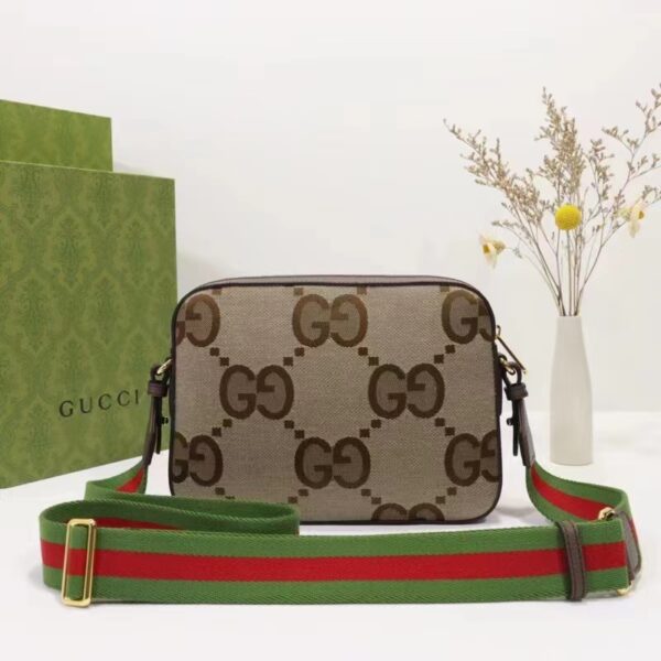 Gucci Unisex Messenger Bag Jumbo GG Camel Ebony Jumbo Canvas (2)