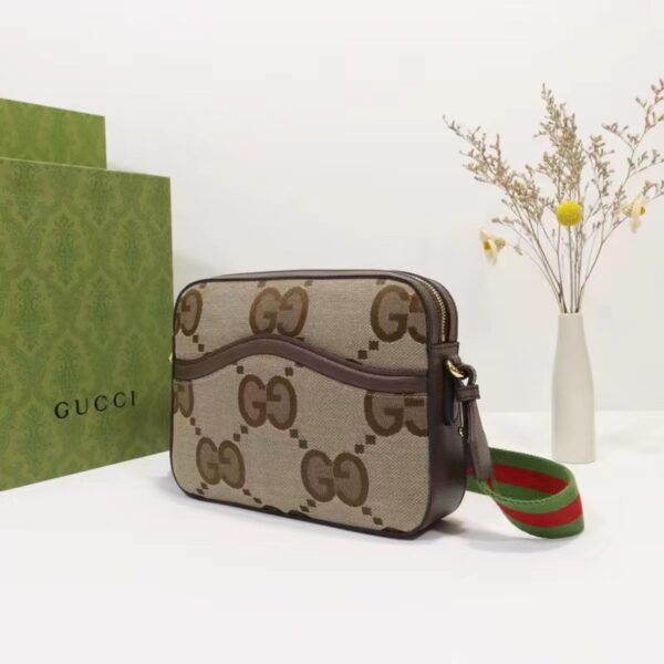 Gucci Unisex Messenger Bag Jumbo GG Camel Ebony Jumbo Canvas (3)