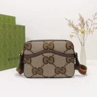 Gucci Unisex Messenger Bag Jumbo GG Camel Ebony Jumbo Canvas (6)