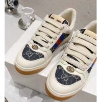 Gucci Unisex Screener GG Sneaker Blue Ivory Web Cream Scrap Less Leather (11)