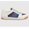 Gucci Unisex Screener GG Sneaker Blue Ivory Web Cream Scrap Less Leather