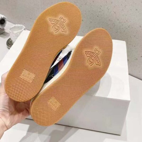 Gucci Unisex Screener GG Sneaker Blue Ivory Web Cream Scrap Less Leather (4)