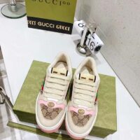 Gucci Unisex Screener Sneaker Crystals Beige Ebony GG Canvas 3.6 cm Heel (6)