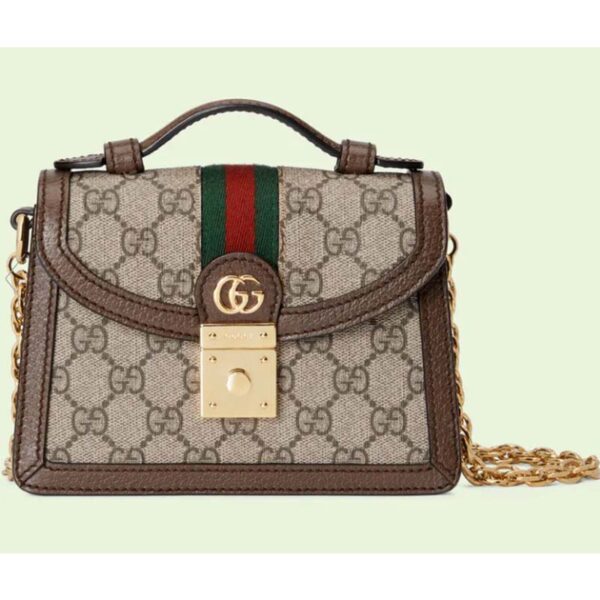 Gucci Women Dionysus GG Mini Shoulder Bag Beige Ebony Supreme Canvas (2)