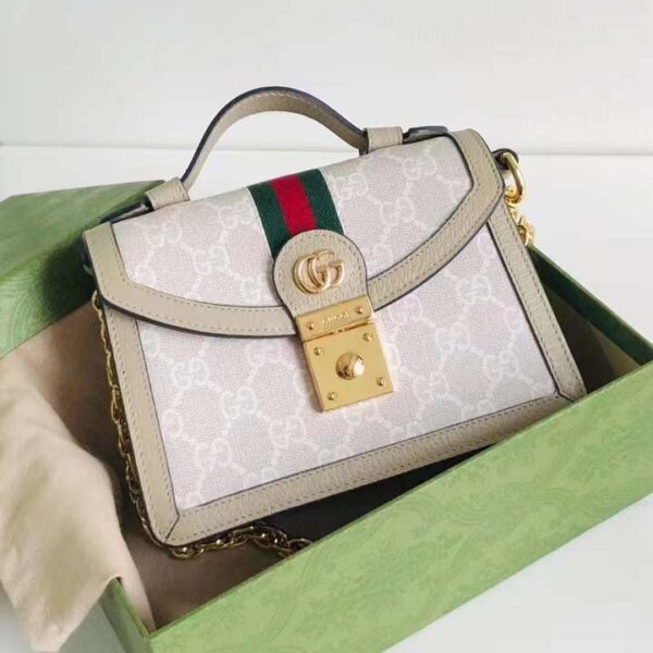 Gucci Women Dionysus GG Mini Shoulder Bag Beige White Supreme Canvas (2)