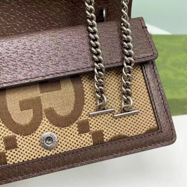 Gucci Women Dionysus Jumbo GG Super Mini Bag Camel Ebony Canvas (7)