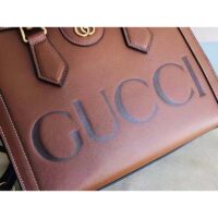 Gucci Women GG Diana Small Tote Bag Double G Brown Leather (4)