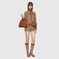 Gucci Women GG Diana Small Tote Bag Double G Brown Leather (4)