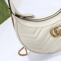 Gucci Women GG Marmont Half-Moon-Shaped Mini Bag White Matelassé Chevron (2)