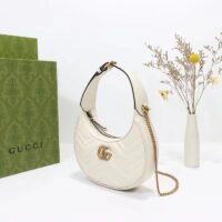 Gucci Women GG Marmont Half-Moon-Shaped Mini Bag White Matelassé Chevron (2)