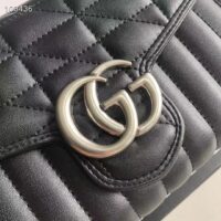 Gucci Women GG Marmont Matelassé Mini Bag Black Leather Double G (4)