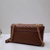 Gucci Women GG Marmont Small Matelassé Shoulder Bag Brown Leather (6)