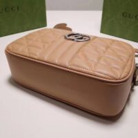 Gucci Women GG Marmont Small Shoulder Bag Beige Matelassé Leather (4)