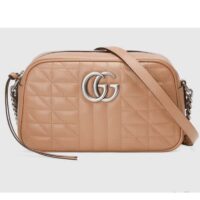 Gucci Women GG Marmont Small Shoulder Bag Beige Matelassé Leather (4)