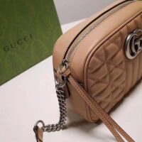 Gucci Women GG Marmont Small Shoulder Bag Beige Matelassé Leather (4)