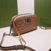 Gucci Women GG Marmont Small Shoulder Bag Beige Matelassé Leather (4)