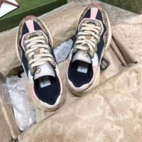 Gucci Women GG Rhyton Sneaker Beige Ebony Blue Supreme Canvas Low 4 cm Heel (8)