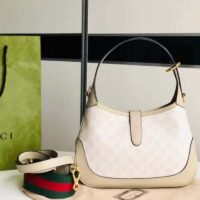 Gucci Women Jackie 1961 Small GG Shoulder Bag Beige White Supreme Canvas (5)