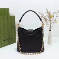 Gucci Women Small GG Shoulder Bag Black Debossed GG Leather (8)