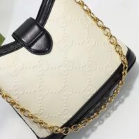 Gucci Women Small GG Shoulder Bag White Debossed GG Leather (8)