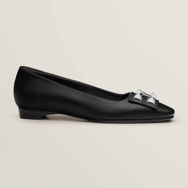 Hermes Women Danseuse Ballet Flat in Calfskin Leather-Black (1)