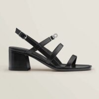 Hermes Women Eve 60 Sandal in Calfskin Leather-Black (1)