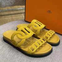 Hermes Women Extra Sandal in Suede Goatskin-Yellow (1)