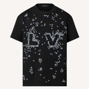 Louis Vuitton LV Women Spread Embroidered T-Shirt Cotton Black Regular Fit