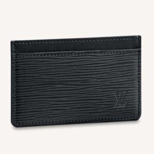 Louis Vuitton LV Unisex Card Holder Wallet Black Epi leather