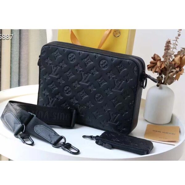 Louis Vuitton LV Unisex Duo Messenger Black Monogram Shadow Calf Leather (10)